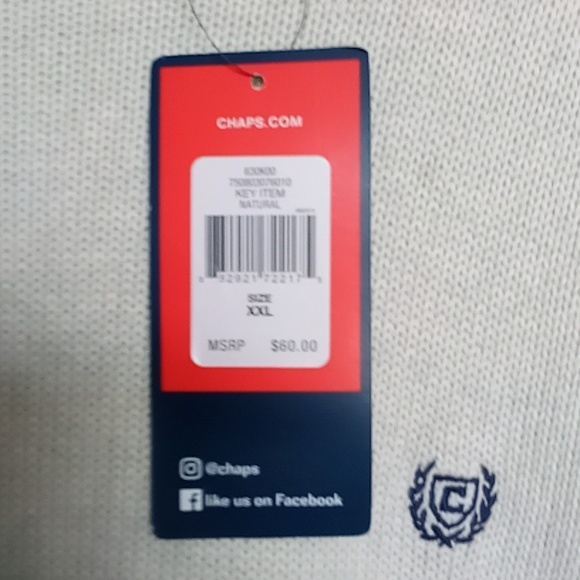 NEW with Tags Chaps Cream Color Sweater XXL - Picture 2 of 4